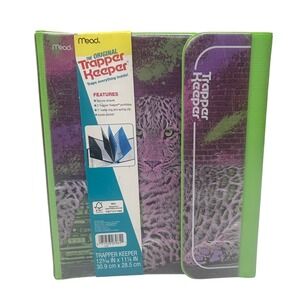 Mead Trapper Keeper Purple Leopard Cheetah Boombox Retro 90s Style Binder Folder